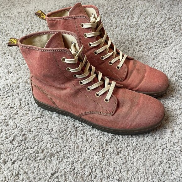 Dr Martens Doc Shoreditch Faded Red Canvas High Tops Womens Size 10 - Picture 1 of 8